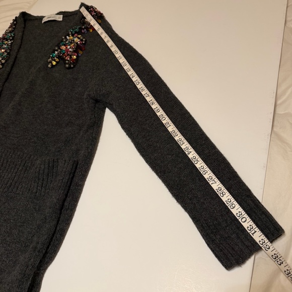 Zara Embelished Limited Edition floor length Cardigan Sweater, Oversized sz S - Picture 5 of 15